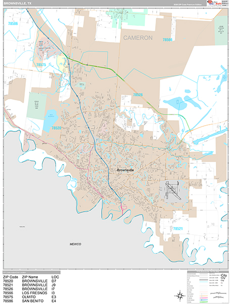 Brownsville, TX Zip Code Map