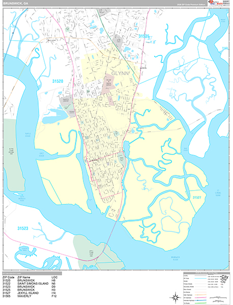 Brunswick, GA Zip Code Map