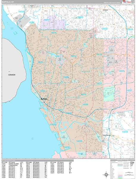Buffalo, NY Wall Map
