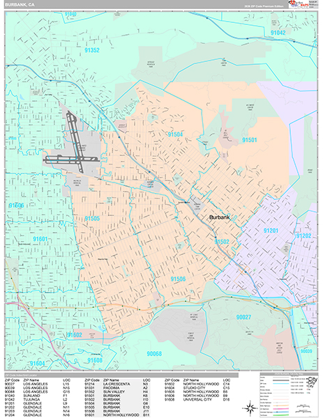 Burbank Map Premium Style