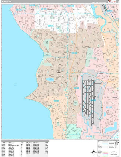 Burien, WA Zip Code Map