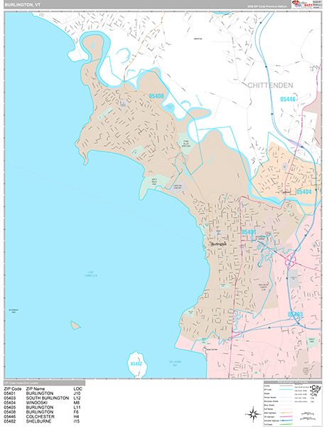 Burlington, VT Zip Code Map
