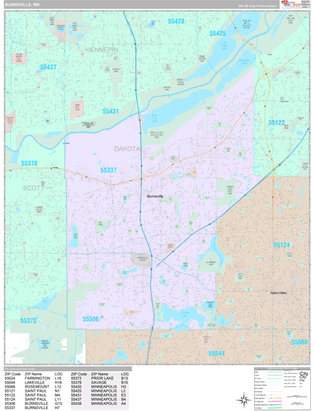 Burnsville, MN Wall Map