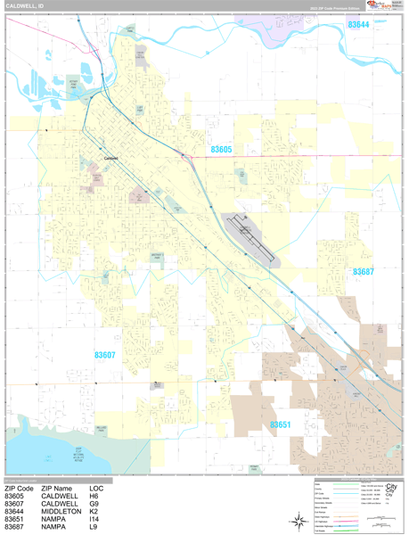 Caldwell City Digital Map Premium Style