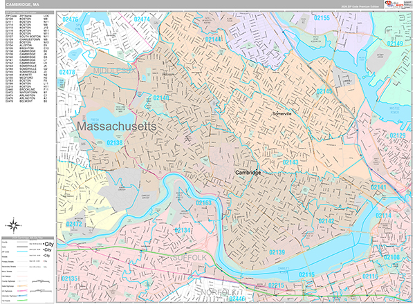 Cambridge, MA Zip Code Map