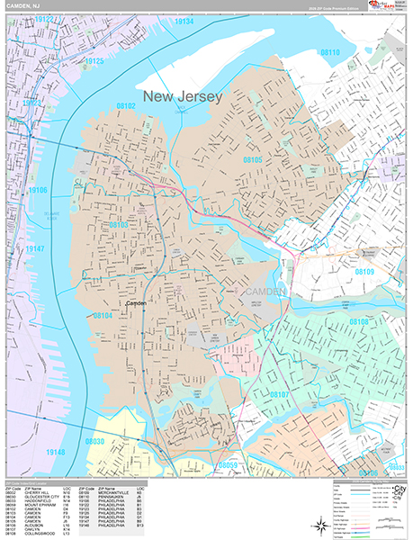 Camden, NJ Wall Map