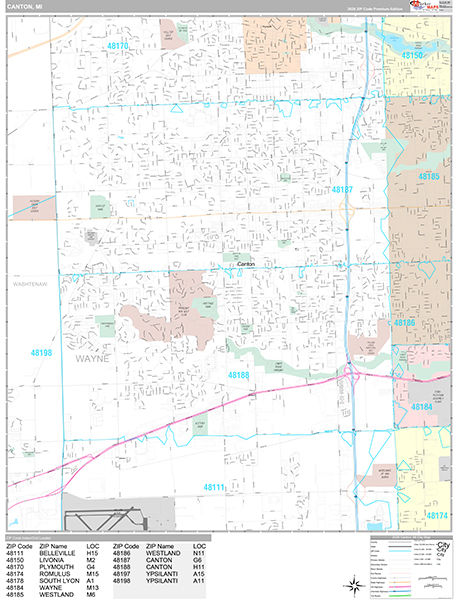 Canton, MI Zip Code Map