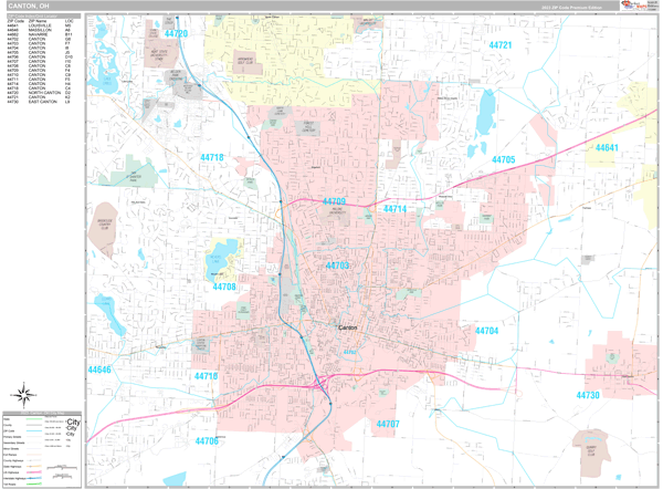 Canton, OH Wall Map