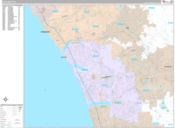 Carlsbad City Digital Map Premium Style