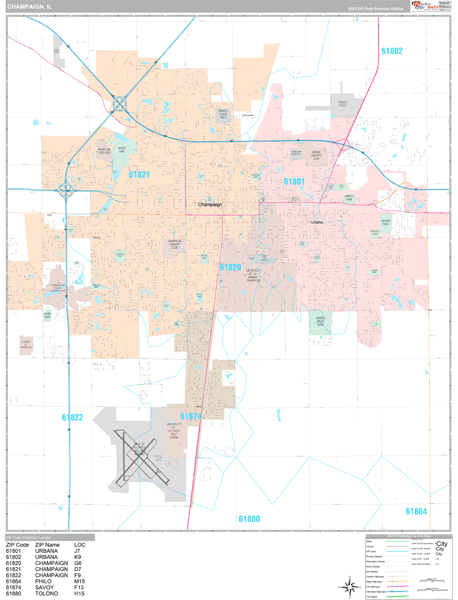 Champaign City Digital Map Premium Style