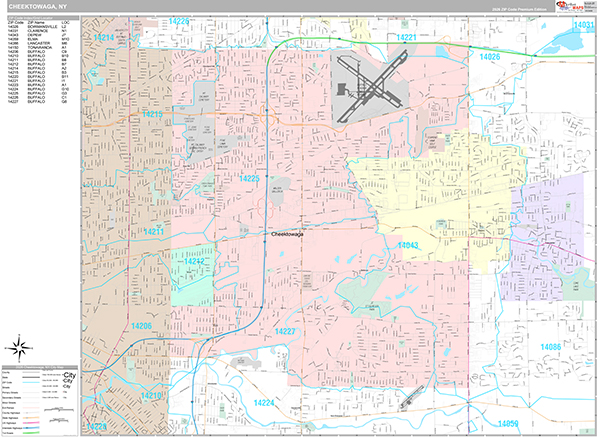 Cheektowaga City Wall Map Premium Style