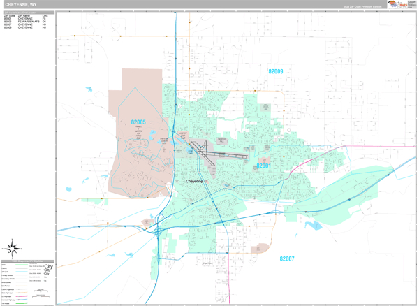 Cheyenne City Digital Map Premium Style
