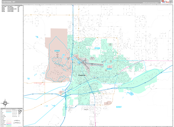 Cheyenne, WY Wall Map