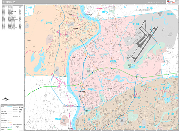 Chicopee, MA Zip Code Map
