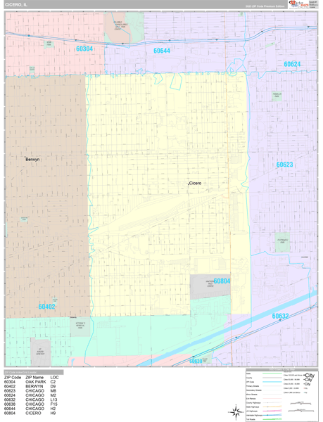 Cicero City Digital Map Premium Style