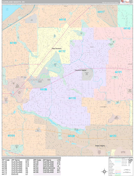 Cleveland Heights Ohio Wall Map (Premium Style) by MarketMAPS - MapSales