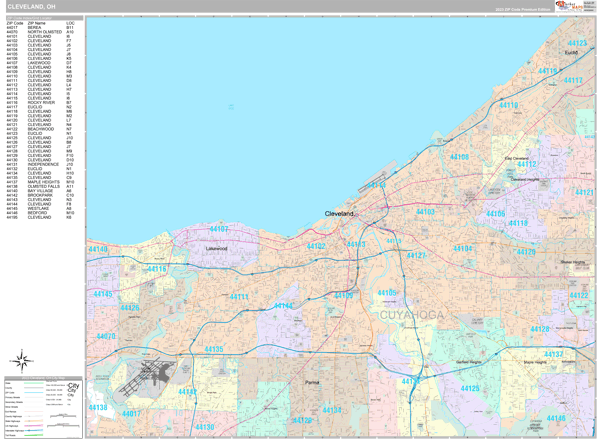 Cleveland, OH Wall Map