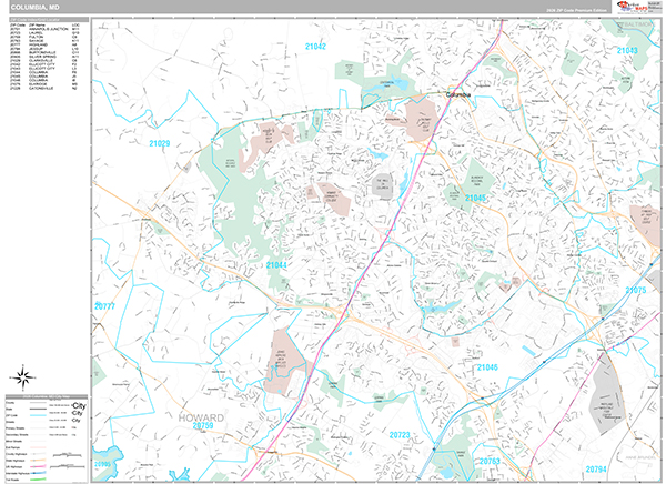 Columbia, MD Wall Map