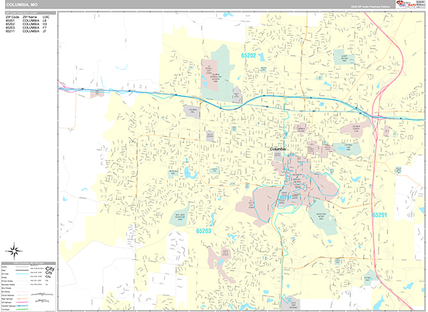 Columbia, MO Zip Code Map