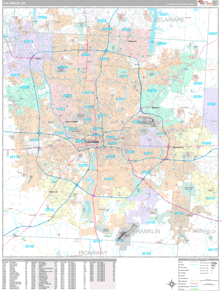 Columbus City Digital Map Premium Style