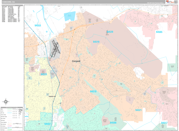 Concord California Zip Code Maps Premium