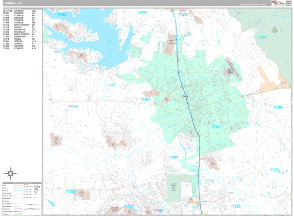 Conroe City Digital Map Premium Style