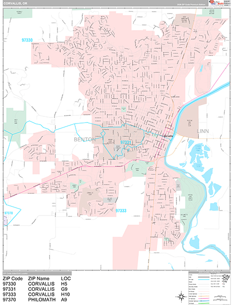 Corvallis City Wall Map Premium Style