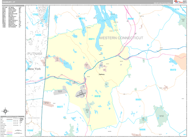 Danbury, CT Zip Code Map