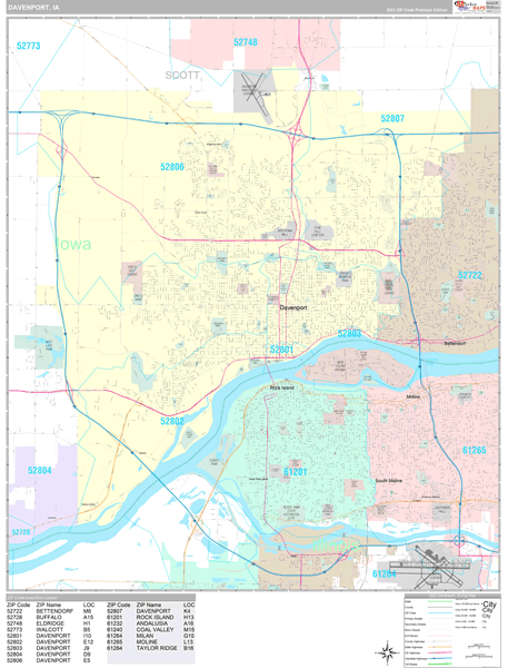 Davenport City Digital Map Premium Style