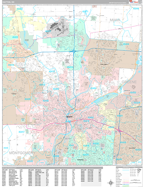 Dayton, OH Wall Map