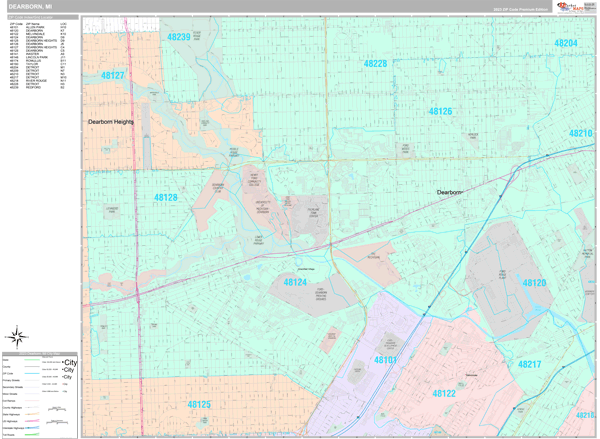 Dearborn, MI Wall Map