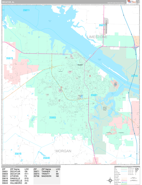 Decatur, AL Wall Map