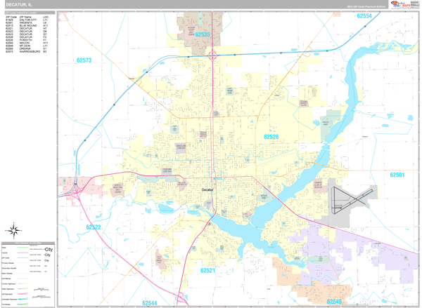 Decatur City Wall Map Premium Style
