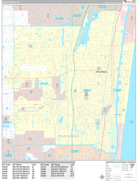 Delray Beach Map With Street Names Delray Beach Wall Map - Premium - Marketmaps