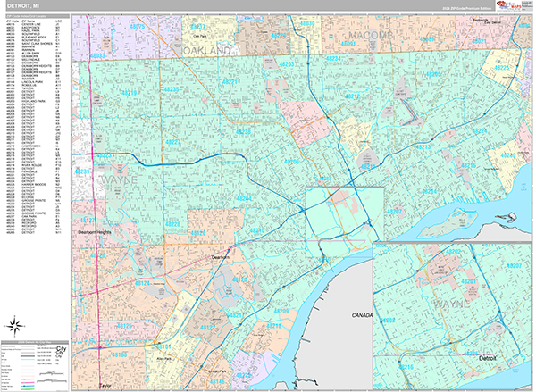 Detroit, MI Zip Code Map