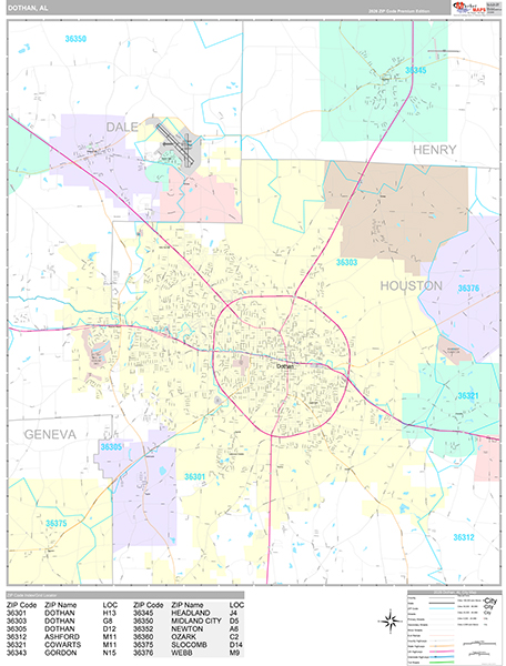 Dothan, AL Wall Map