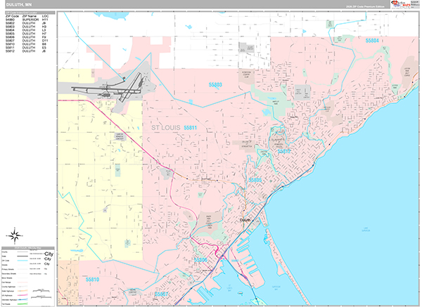 Duluth, MN Wall Map