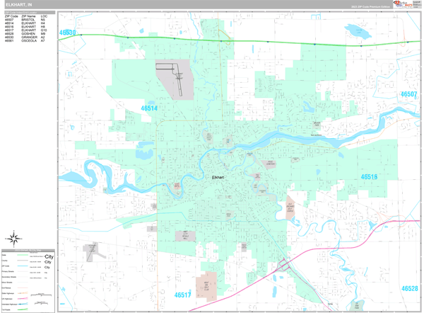 Elkhart City Digital Map Premium Style