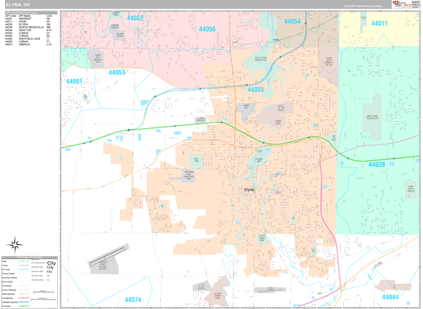 Elyria City Digital Map Premium Style