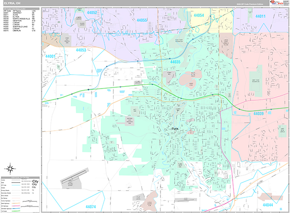 Elyria, OH Wall Map
