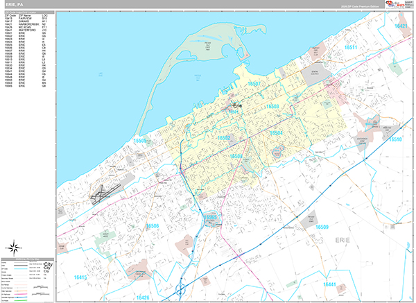 Erie, PA Wall Map