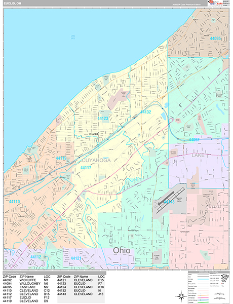 Euclid, OH Wall Map