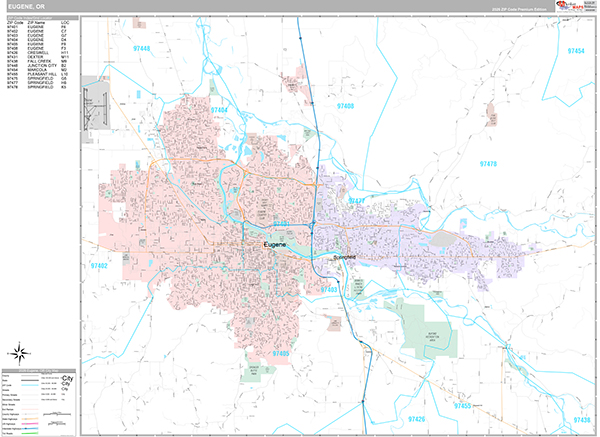 Eugene, OR Zip Code Map