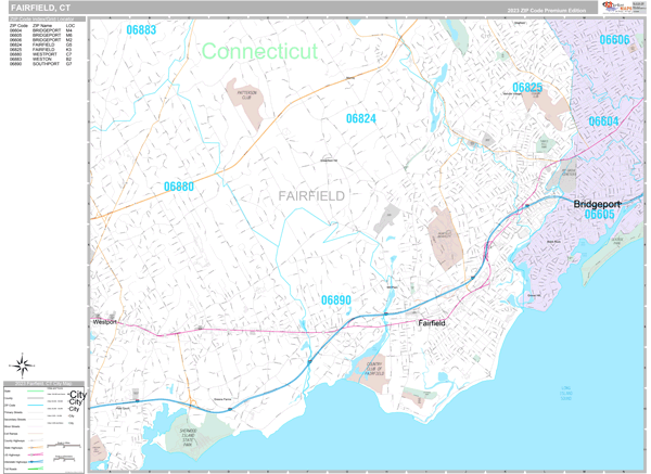 Fairfield, CT Wall Map