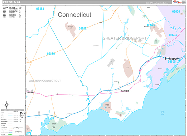 Fairfield, CT Zip Code Map