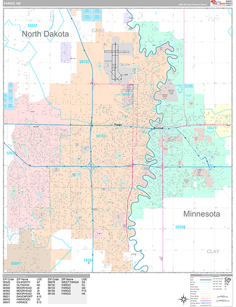 Fargo Wall Map Premium Style