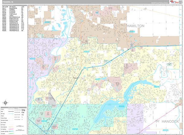 Fishers, IN Zip Code Map