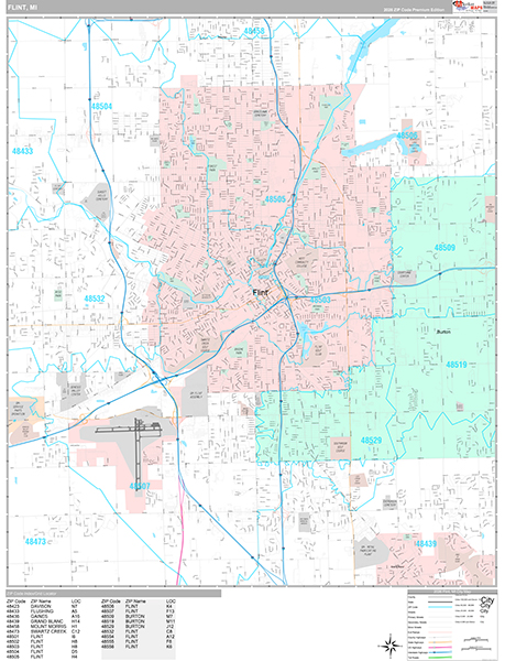 Flint, MI Zip Code Map