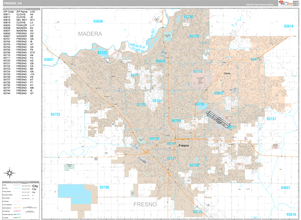 Fresno City Digital Map Premium Style