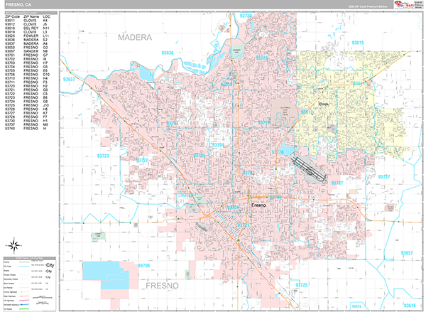 Fresno Map Premium Style